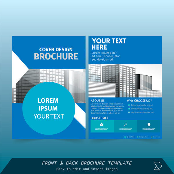 Blue styles brochure cover design vector 11