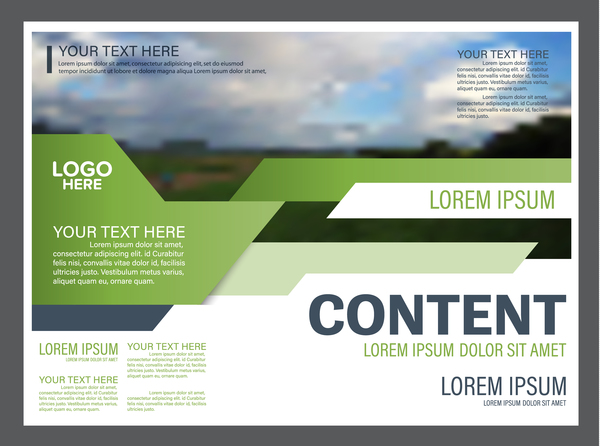 Blue with green styles flyer and cover brochure vector template 02