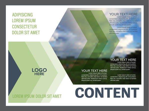 Blue with green styles flyer and cover brochure vector template 04