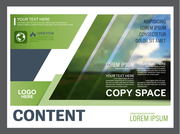Blue with green styles flyer and cover brochure vector template 06
