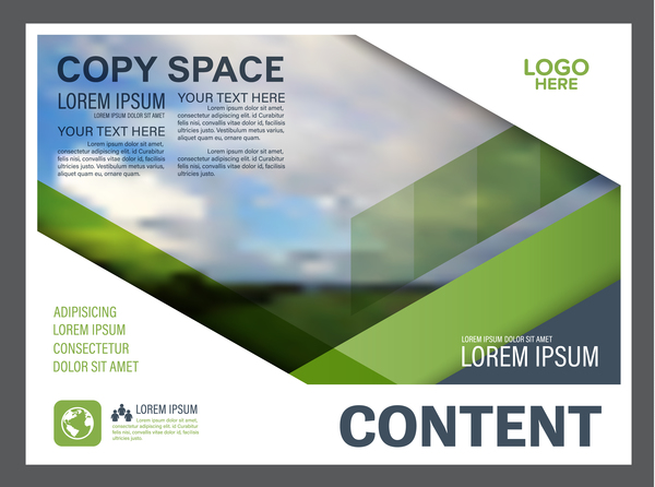 Blue with green styles flyer and cover brochure vector template 10