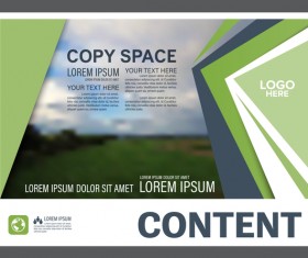 Blue with green styles flyer and cover brochure vector template 12