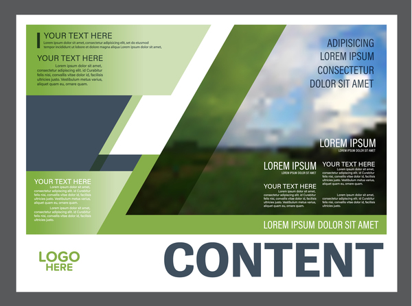 Blue with green styles flyer and cover brochure vector template 15