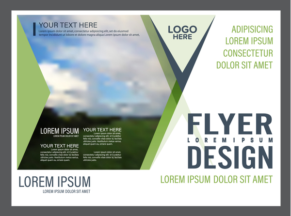 Blue with green styles flyer and cover brochure vector template 17
