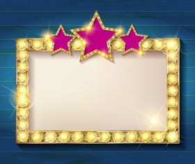 Blue wooden background and gloden frame vector