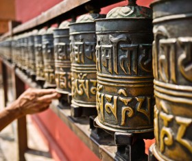 Buddhist prayer wheels HD picture