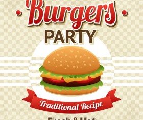 Burger party poster vector