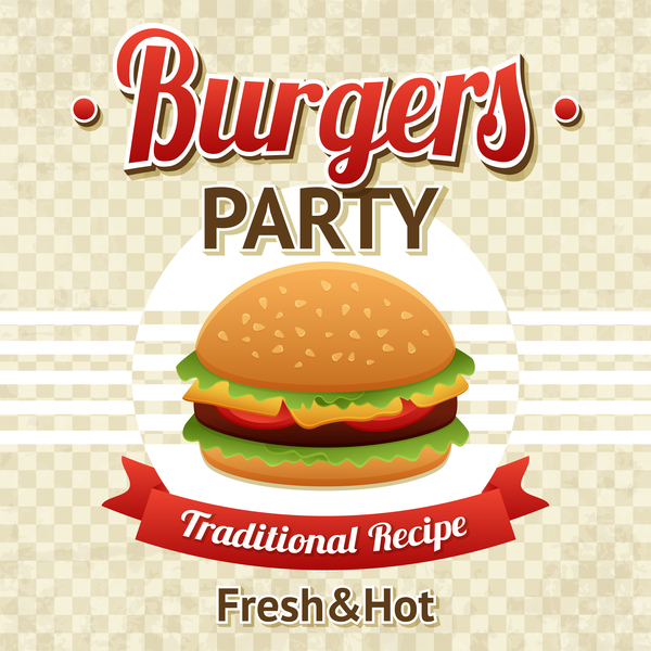 Burger party poster vector