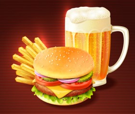 Burger with beer vector material