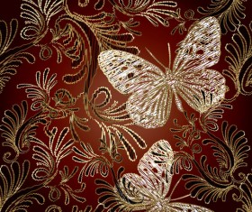 Butterflies with luxury pattern vectors material