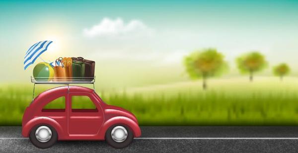 Car travel with blurs background vector free download