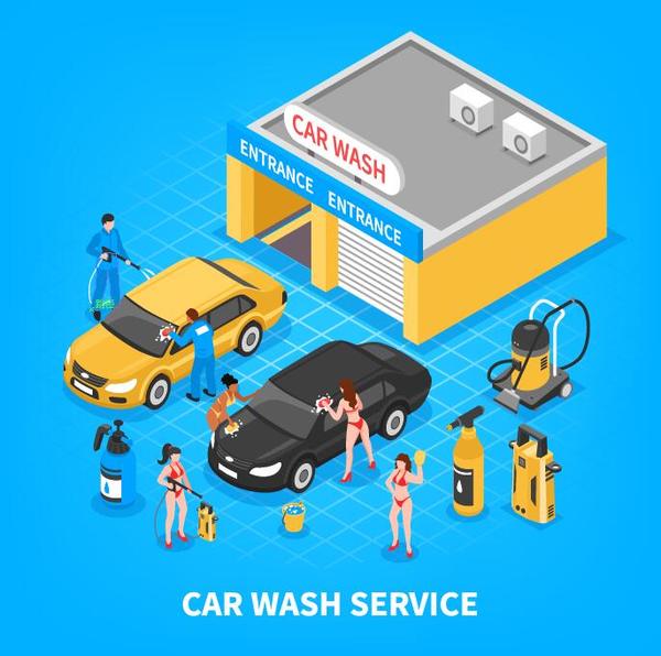 Car wash service business vector