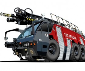 Cartoon fire truck vector 02