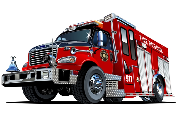 Cartoon fire truck vector 04 free download