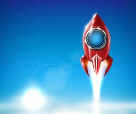 Cartoon red rocket vector