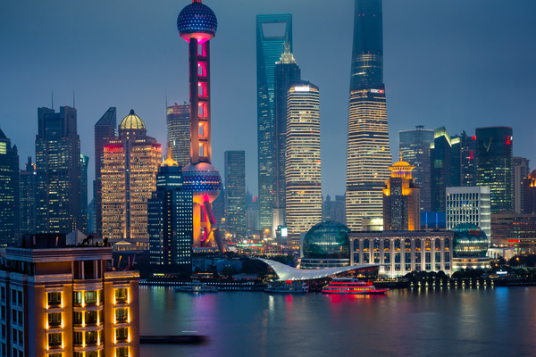 China Shanghai Bund night view Stock Photo