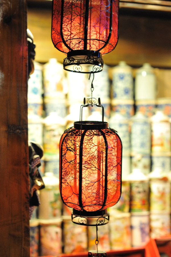 Chinese wind lanterns close-up Stock Photo