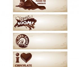 Chocolate with paper banners vector 01