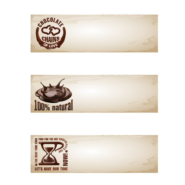 Chocolate with paper banners vector 02