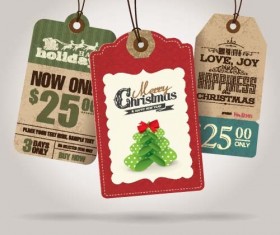 Christmas sale tag retro styles vector 01