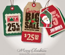 Christmas sale tag retro styles vector 02