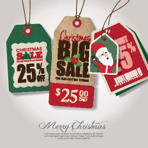 Christmas sale tag retro styles vector 02