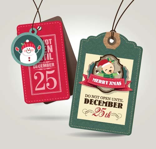 Christmas sale tag retro styles vector 03