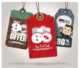 Christmas sale tag retro styles vector 04