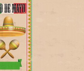 Cinco De Mayo Vintage Header Sombrero Maracas vector