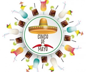 Circle Banner Coctails Cinco De Mayo Sombrero vector