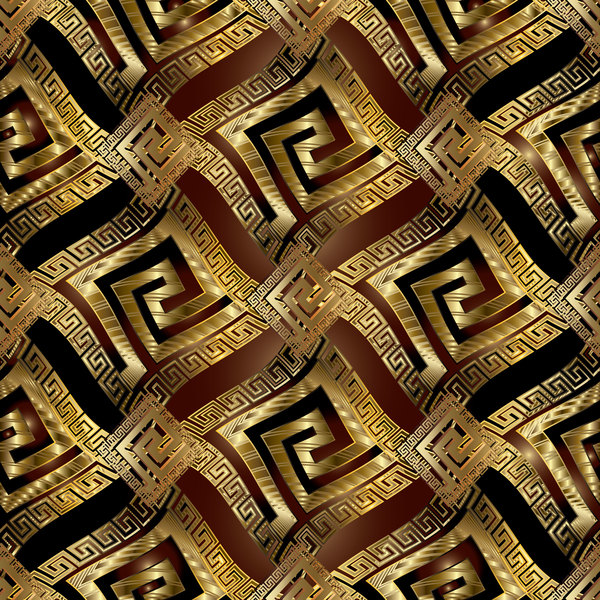 Classical golden seamless pattern vectors 02