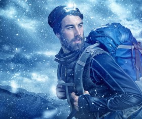 Climbers in snow Stock Photo