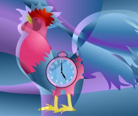 Cock with clock background vector