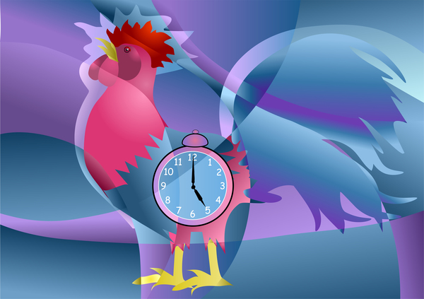 Cock with clock background vector