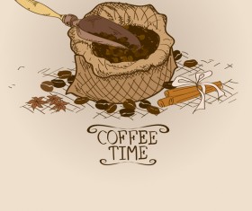Coffee time poster hand drawn design vector 04