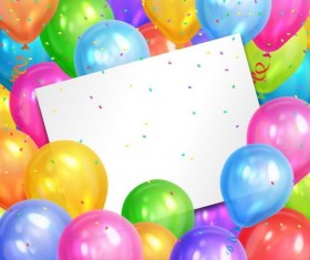 Color balloon with birthday card design vector
