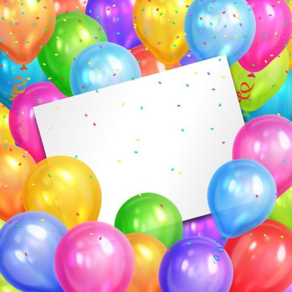 Color balloon with birthday card design vector