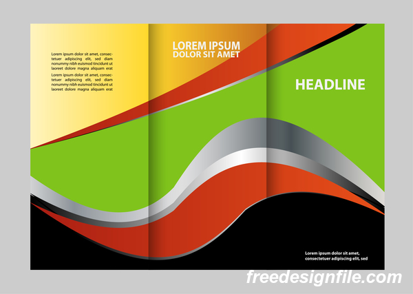 Colored flyer with brochure and book vector 02