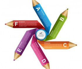 Colored pencil with business infographic vector 01