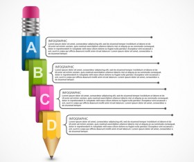 Colored pencil with business infographic vector 02