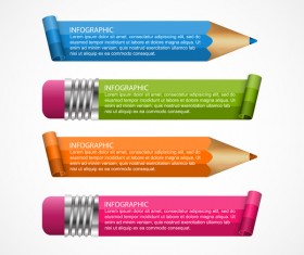 Colored pencil with business infographic vector 03