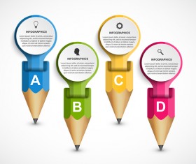 Colored pencil with business infographic vector 04