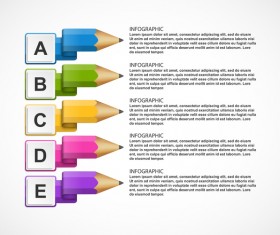 Colored pencil with business infographic vector 05