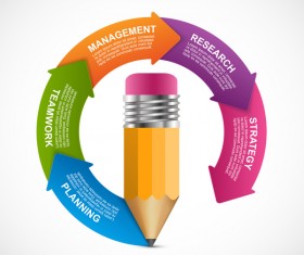 Colored pencil with business infographic vector 06