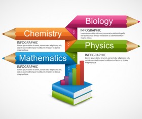 Colored pencil with business infographic vector 07