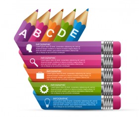 Colored pencil with business infographic vector 08