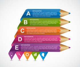 Colored pencil with business infographic vector 09