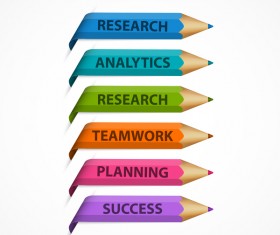 Colored pencil with business infographic vector 10