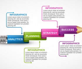 Colored pencil with business infographic vector 15