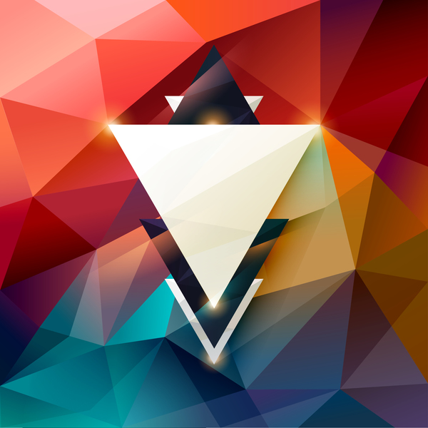 Colored polygon with abstract background vector